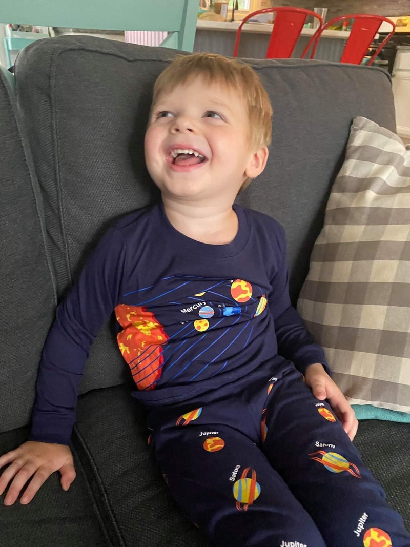 Popshion Boys Pajamas Planet 100% Cotton Pjs Toddler 2 Piece Long Sleeve Sleepwear Kids Clothes Set Space Outfits Solar System Shirt 6t - Image 2